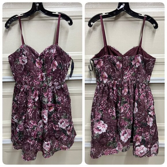 Bcx Juniors Sweetheart-Neck Fit & Flare Floral Dress Sz 3 Party Pink - Picture 2 of 9